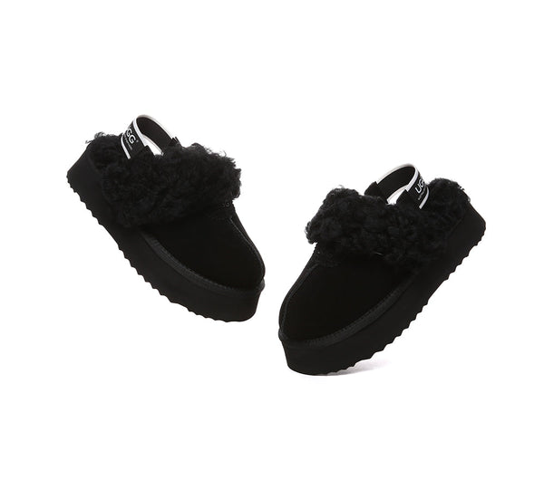 AUSTRALIAN SHEPHERD?? UGG Slippers Women Removable Wool Strap Slingback Platform Waffle Curly - UGG EXPRESS