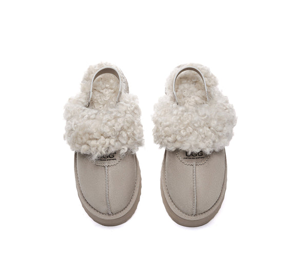 AUSTRALIAN SHEPHERD?? UGG Slippers Women Removable Wool Strap Slingback Platform Waffle Curly - UGG EXPRESS