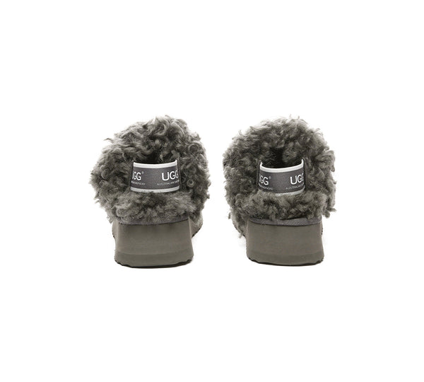 AUSTRALIAN SHEPHERD?? UGG Slippers Women Removable Wool Strap Slingback Platform Waffle Curly - UGG EXPRESS