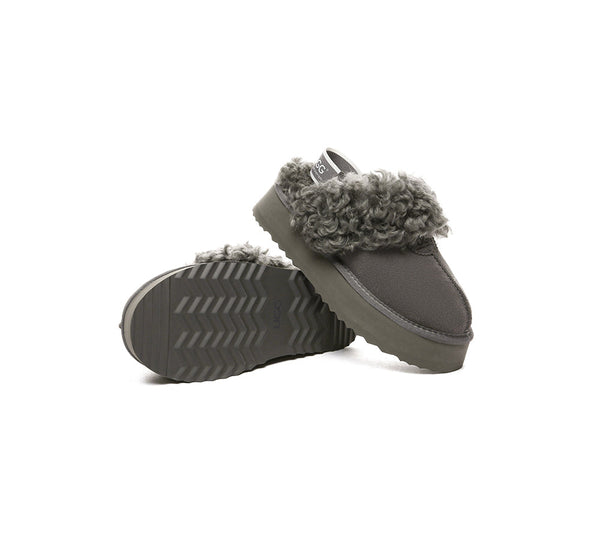 AUSTRALIAN SHEPHERD?? UGG Slippers Women Removable Wool Strap Slingback Platform Waffle Curly - UGG EXPRESS