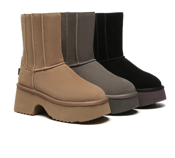 UGG EVERAU® UGG Boots Short Zipper Chunky Platform Yuana
