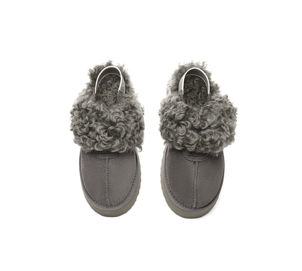 AUSTRALIAN SHEPHERD?? UGG Slippers Women Removable Wool Strap Slingback Platform Waffle Curly - UGG EXPRESS