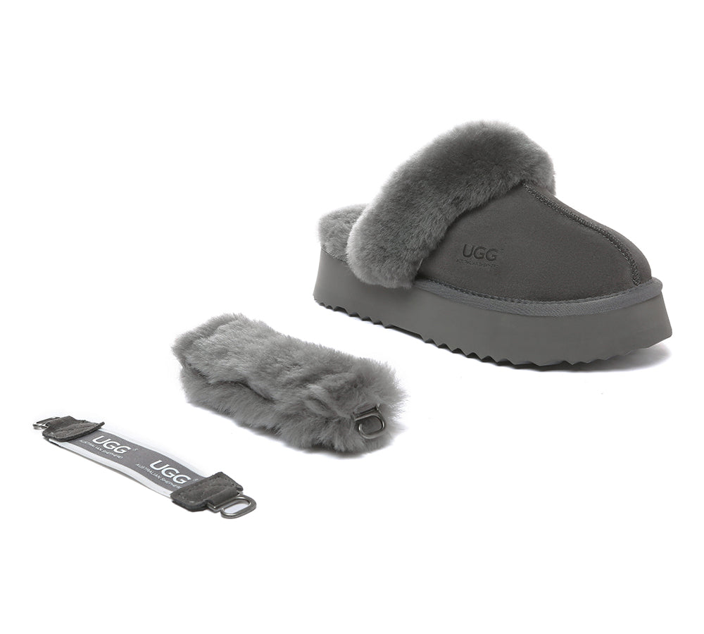 UGG Slippers Women Removable Wool Strap Slingback Platform Musa