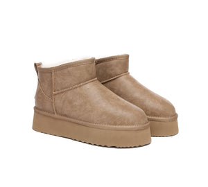 EVERAU® UGG Mini Platform Boots Women Sheepskin Wool Ankle Anti-slip Boots Romi - UGG Boots - Brown - AU Ladies 4 / AU Men 2 / EU 35 - Uggoutlet