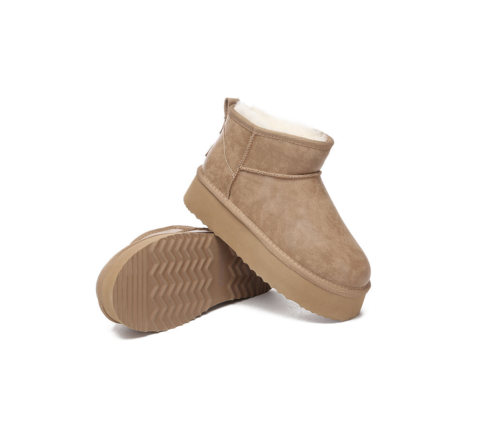 EVERAU® UGG Mini Platform Boots Women Sheepskin Wool Ankle Anti-slip Boots Romi - UGG Boots - Brown - AU Ladies 4 / AU Men 2 / EU 35 - Uggoutlet