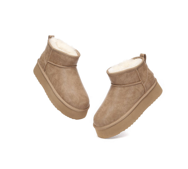 EVERAU® UGG Boots Women Sheepskin Wool Ankle Platform Romi - UGG EXPRESS