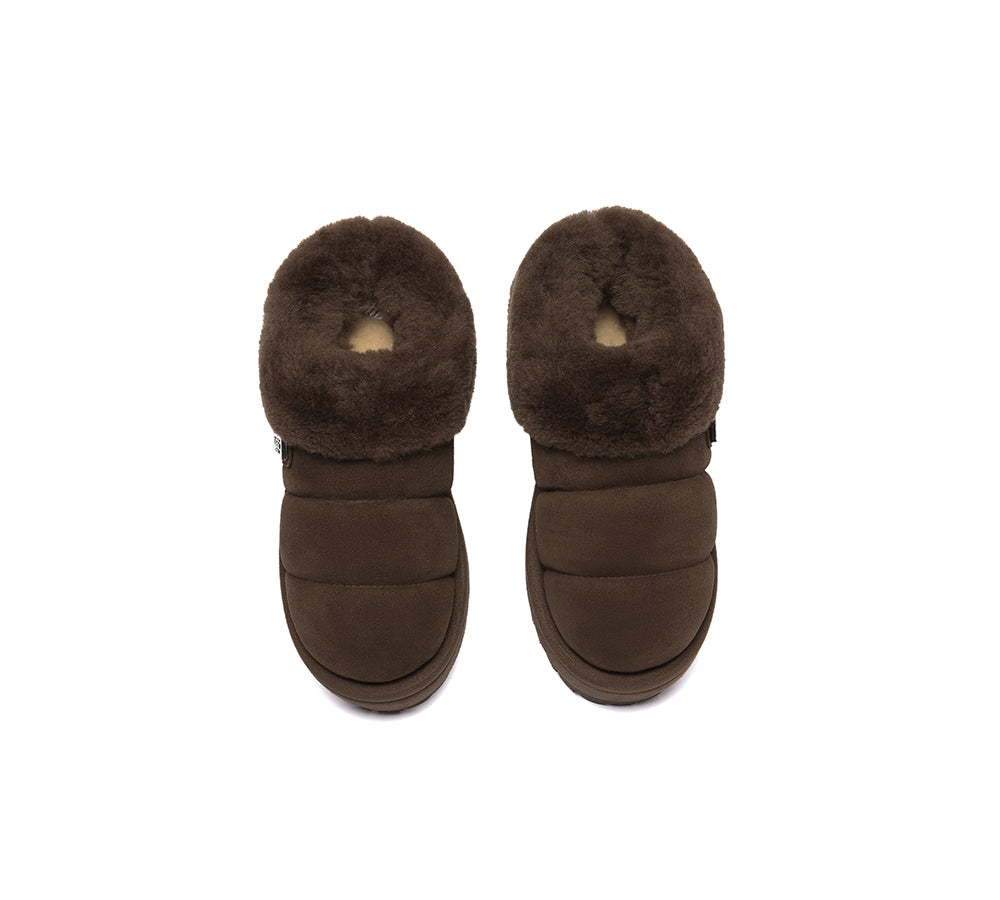 UGG Slippers Women Sheepskin Wool Collar Ankle Platform Ulrika