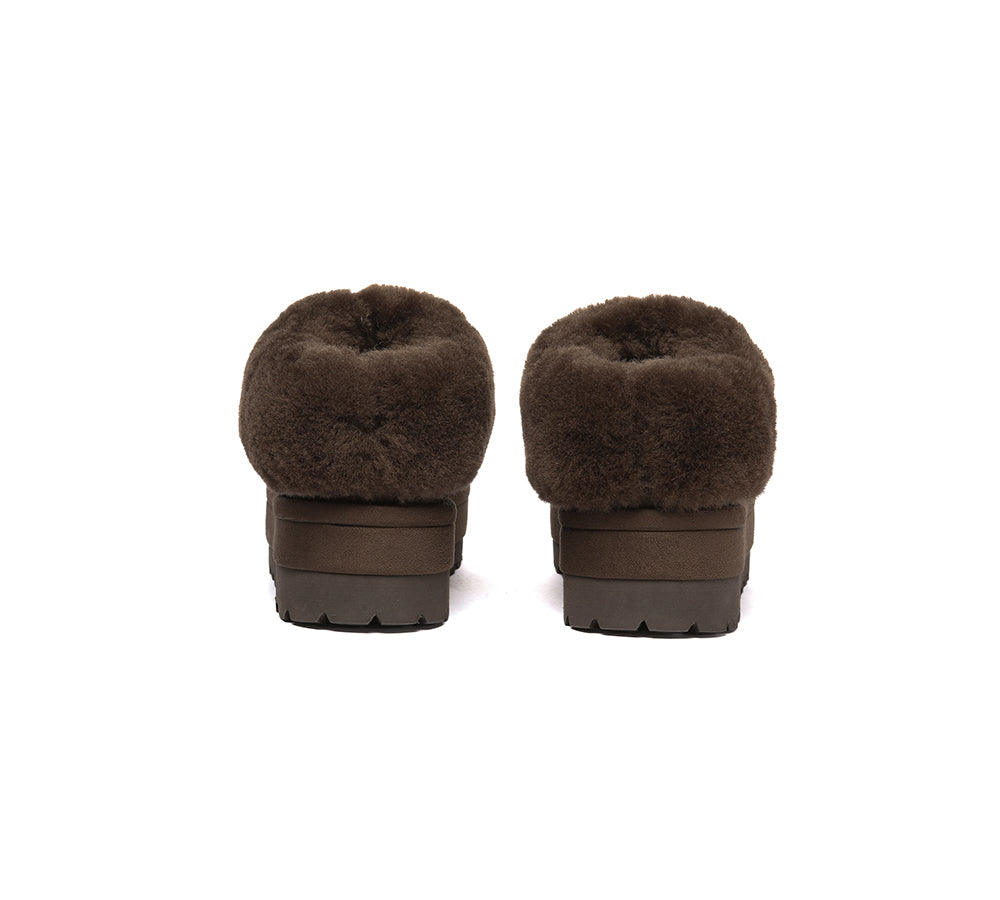 UGG Slippers Women Sheepskin Wool Collar Ankle Platform Ulrika