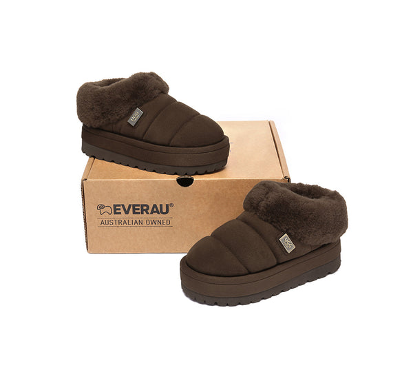 UGG EVERAU?? UGG Slippers Women Sheepskin Wool Collar Ankle Platform Ulrika - UGG EXPRESS