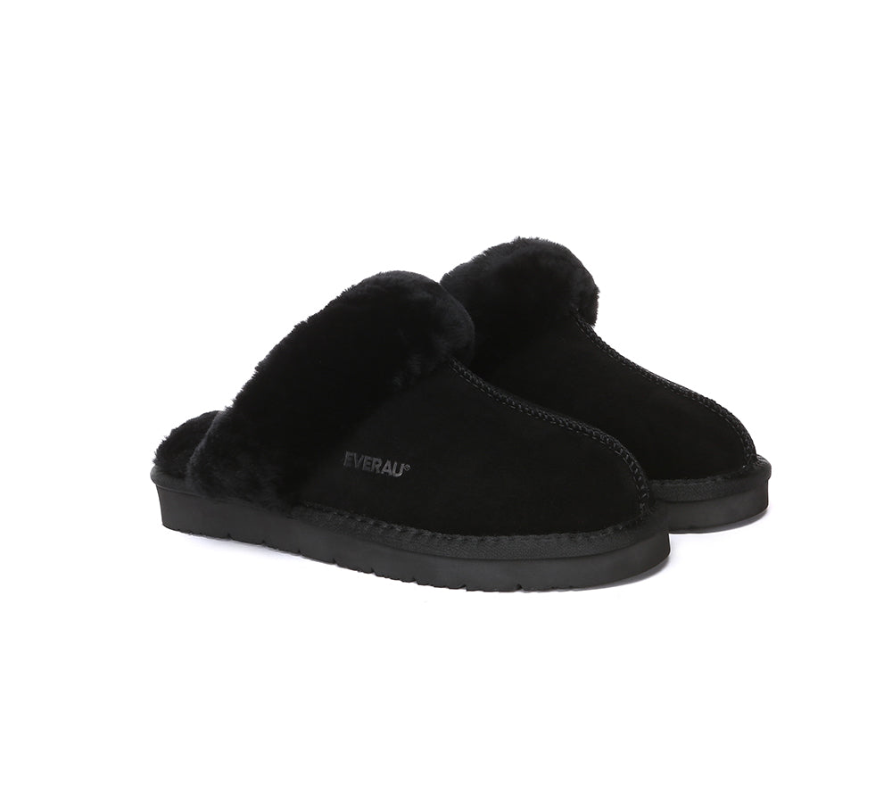 UGG Slippers Women Men Sheepskin Wool Suede Scuff Slippers Muffin