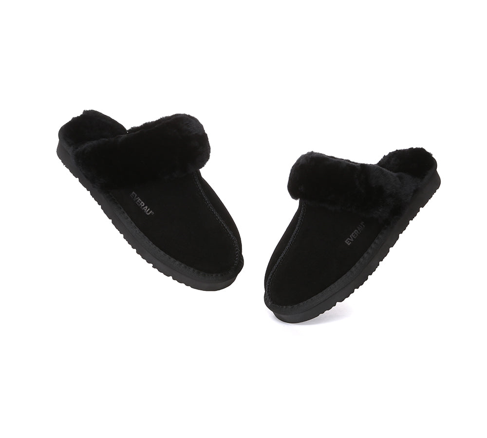 UGG Slippers Women Men Sheepskin Wool Suede Scuff Slippers Muffin