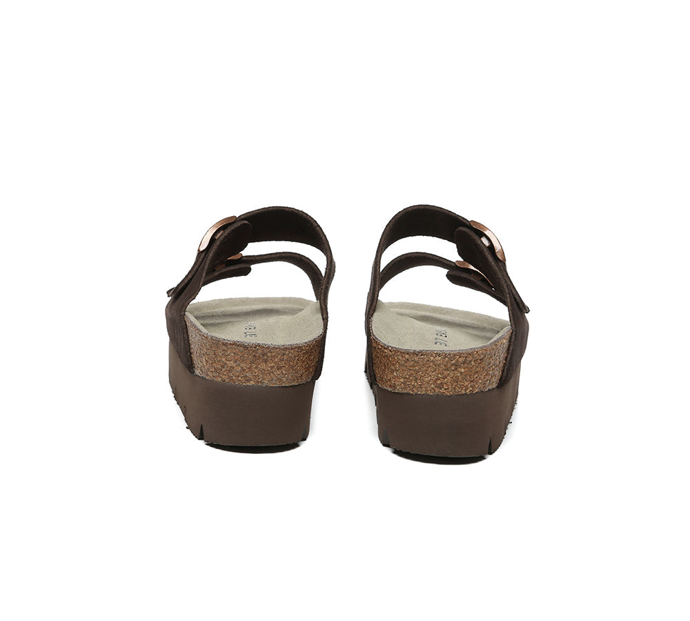 Adjustable Strap Embossed Slip-on Platform Summer Sandal Slides