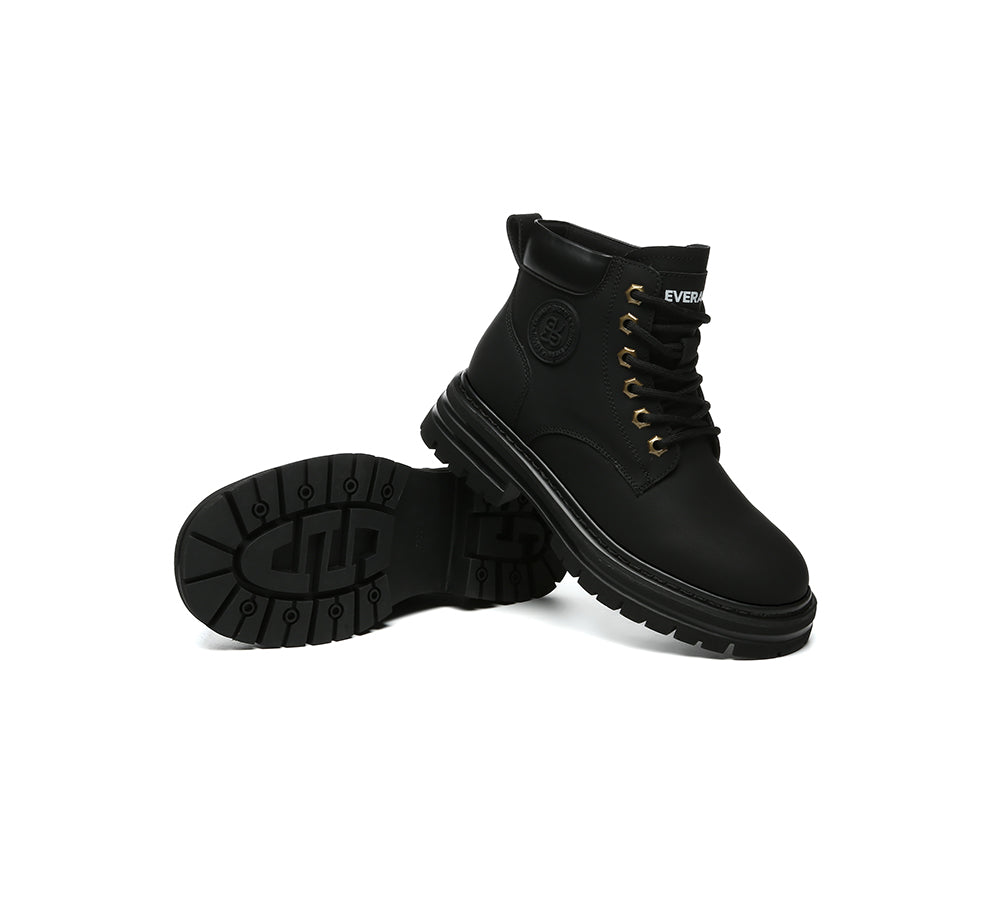 EVERAU® UGG Boots Women Leather Chunky Aubrey