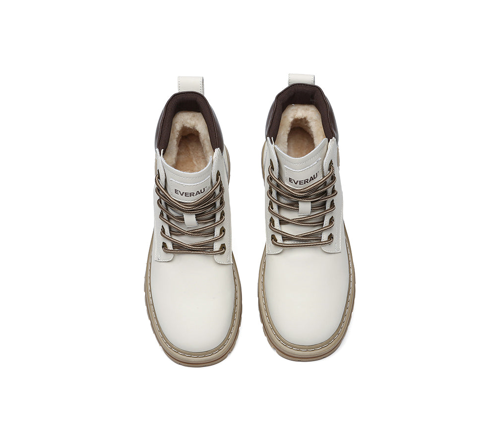 EVERAU® UGG Boots Women Leather Chunky Aubrey