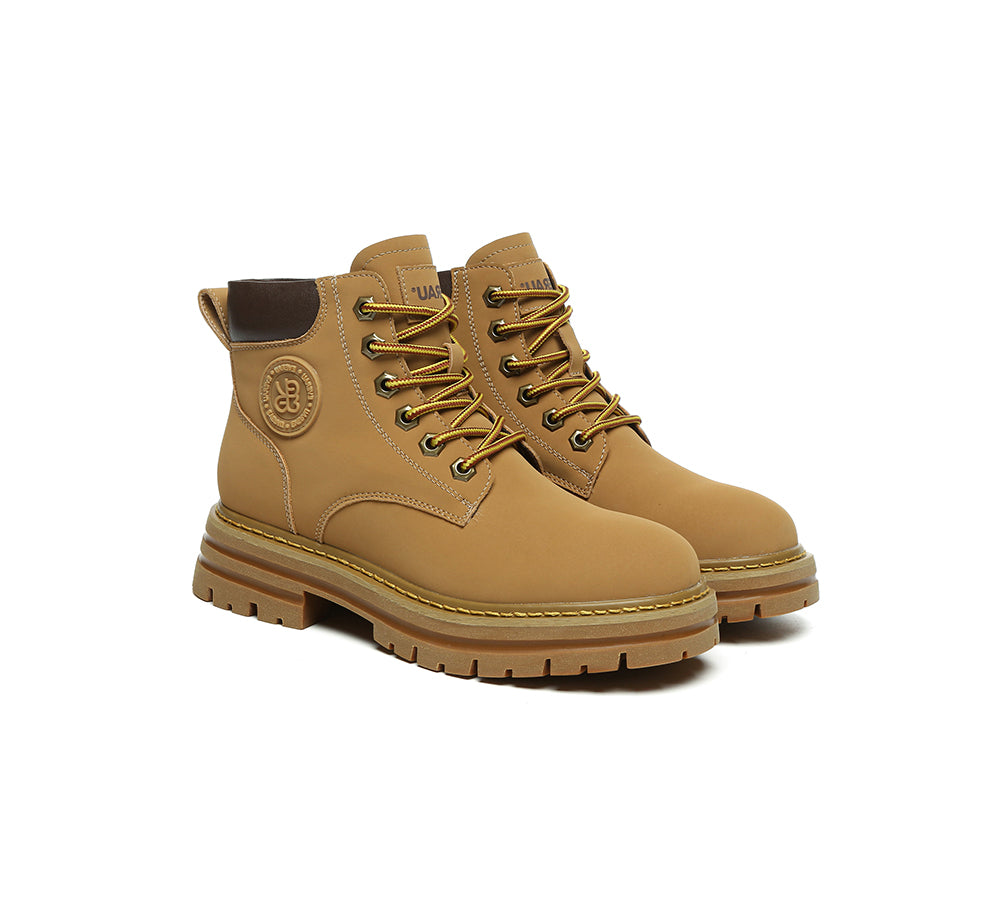 EVERAU® UGG Boots Women Leather Chunky Aubrey