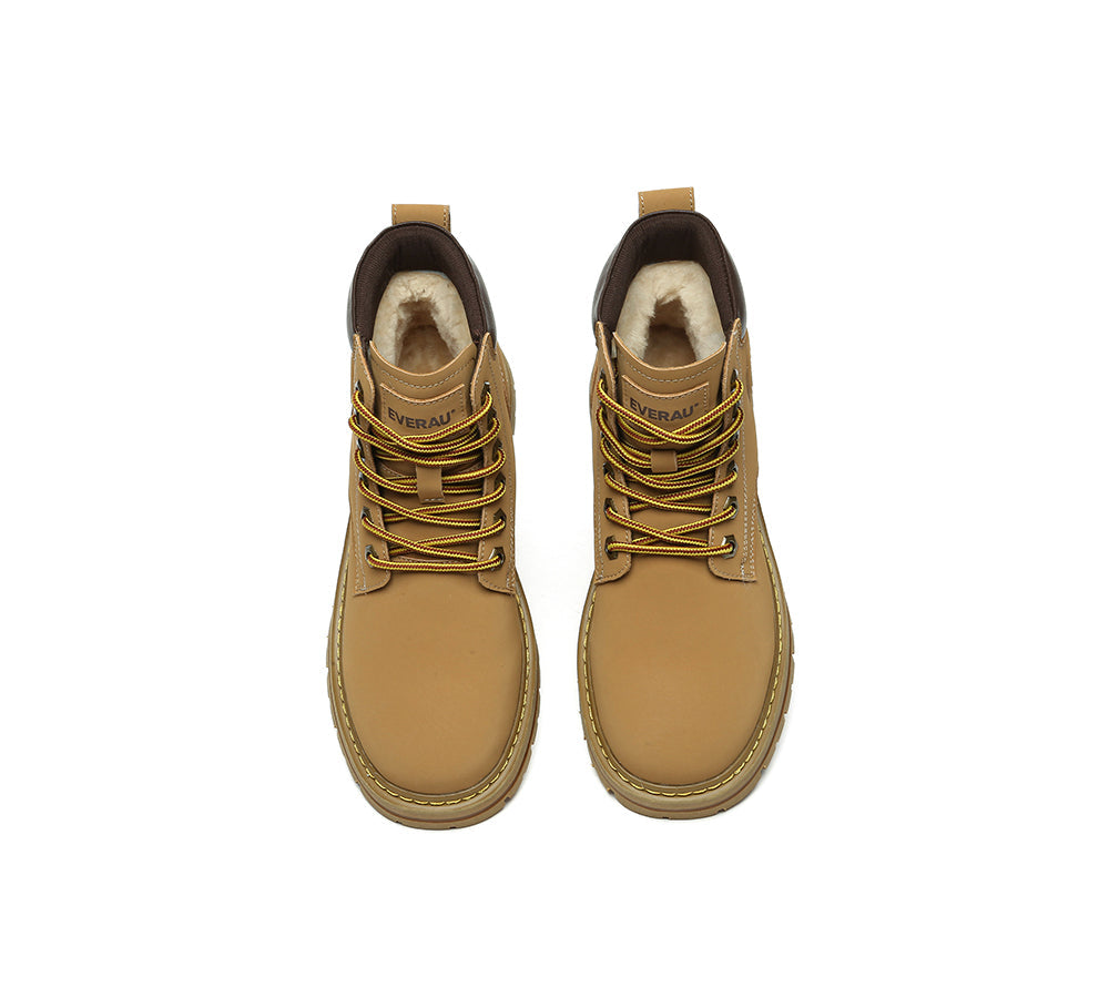 EVERAU® UGG Boots Women Leather Chunky Aubrey