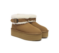 UGG EVERAU?? UGG Boots Sheepskin Wool Adjustable Buckle Ankle Platform Ula - UGG EXPRESS
