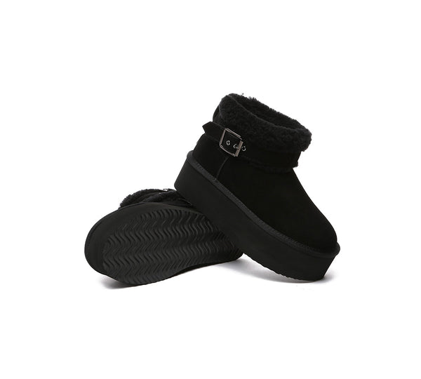 UGG EVERAU?? UGG Boots Sheepskin Wool Adjustable Buckle Ankle Platform Ula - UGG EXPRESS