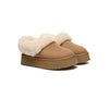 UGG Slippers Women Sheepskin Wool Collar Ankle Platform Clarrie