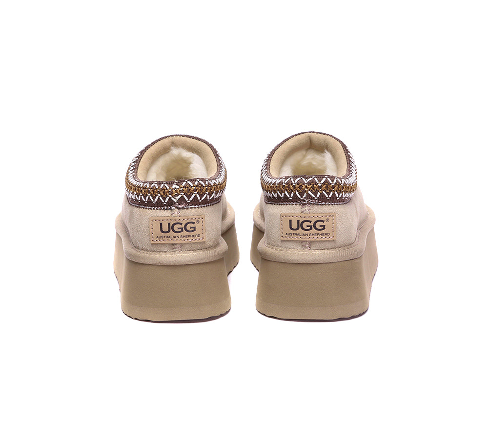 UGG Slippers Sheepskin Wool Ankle Platform Booties Tazzy Hippie