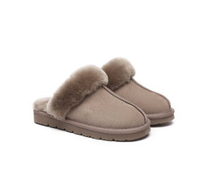 UGG Slippers Women Men Sheepskin Wool Suede Scuff Slippers Muffin