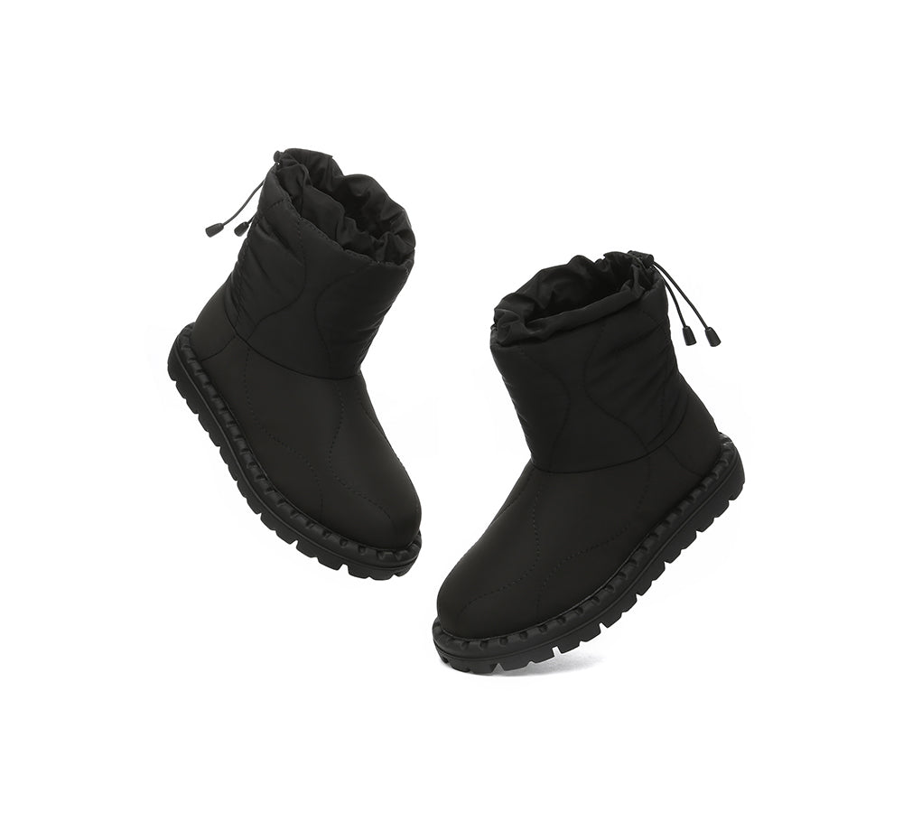 EVERAU® UGG Boots Women Sheepskin Wool Waterproof Drawstring Boots Sonita - UGG Boots - Black - AU Ladies 4 / AU Men 2 / EU 35 - Uggoutlet
