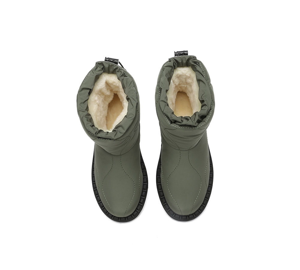 EVERAU® UGG Boots Women Sheepskin Wool Waterproof Drawstring Boots Sonita - UGG Boots - Green - AU Ladies 4 / AU Men 2 / EU 35 - Uggoutlet