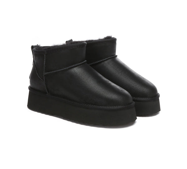EVERAU® UGG Boots Women Sheepskin Wool Ankle Platform Romi - UGG EXPRESS