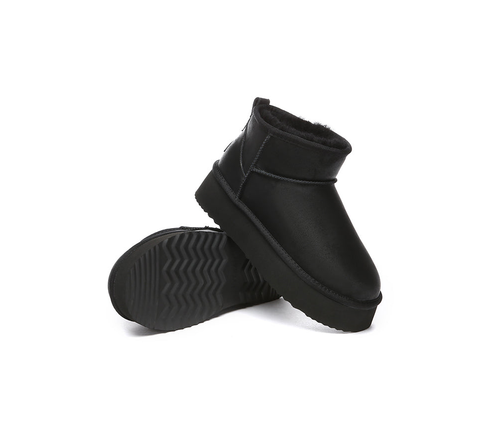 EVERAU® UGG Mini Platform Boots Women Sheepskin Wool Ankle Anti-slip Boots Romi - UGG Boots - Black - AU Ladies 4 / AU Men 2 / EU 35 - Uggoutlet
