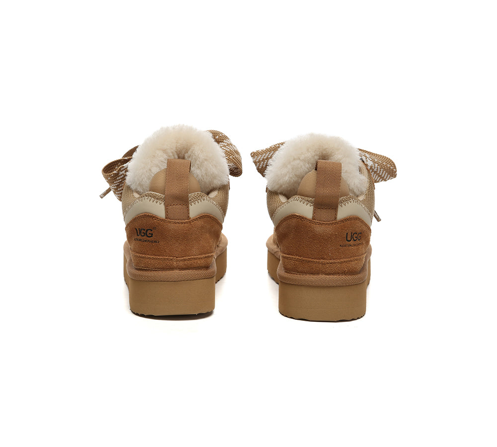 UGG Boots Sheepskin Wool Lace Up Platform Parkyr