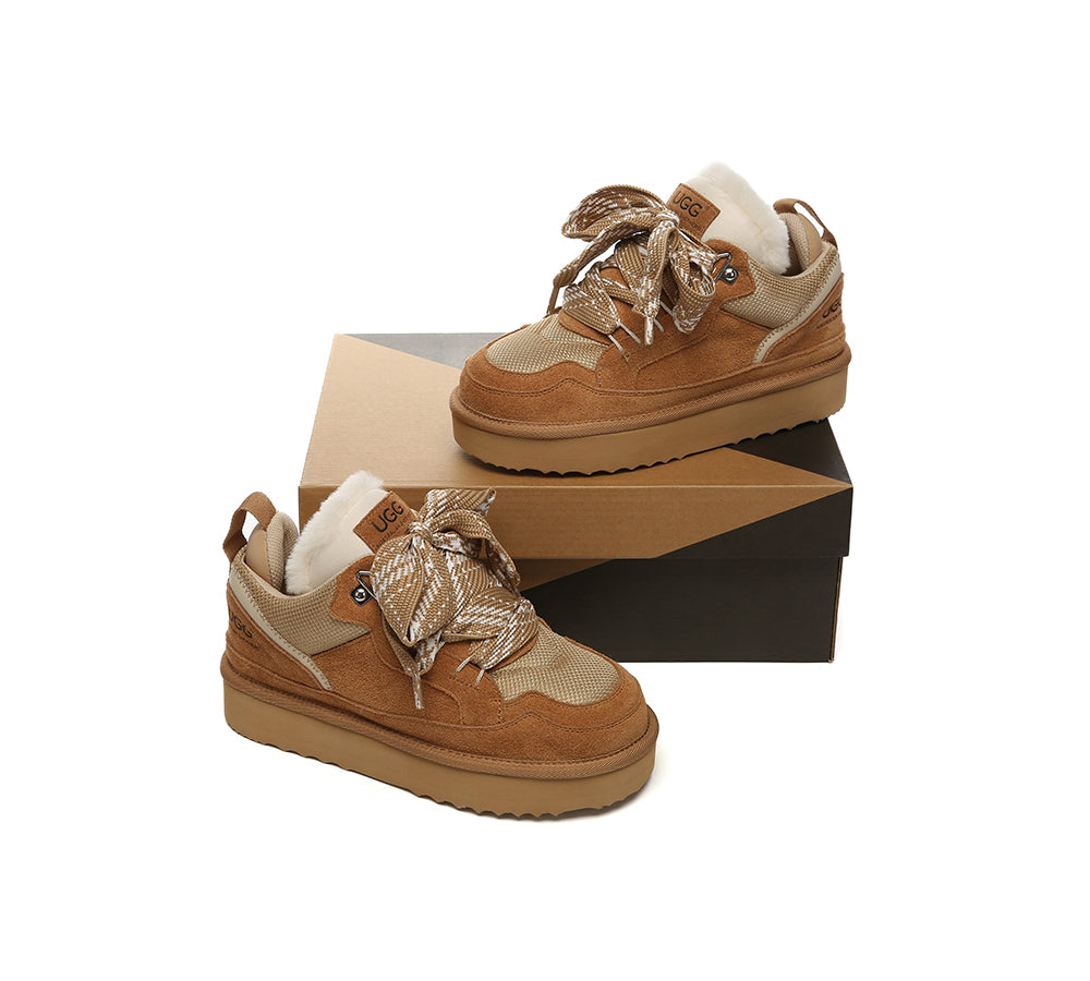 UGG Boots Sheepskin Wool Lace Up Platform Parkyr