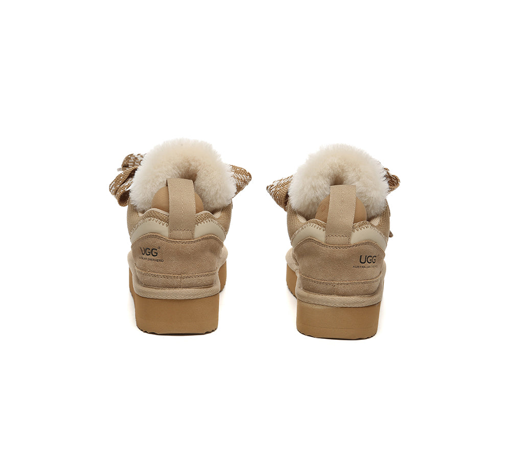 UGG Boots Sheepskin Wool Lace Up Platform Parkyr