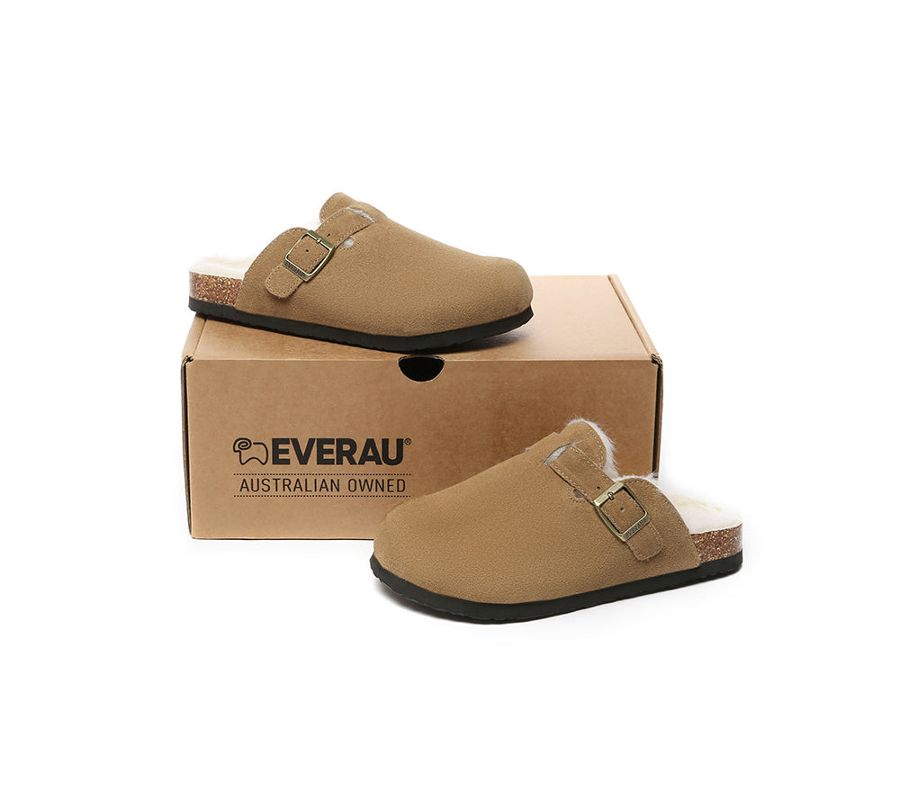 EVERAU® Adjustable Buckled Straps Slip-on Suede Flat Clog Slides Malka - UGG EXPRESS