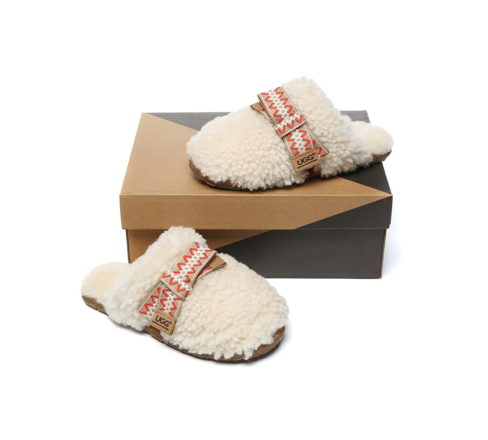 AUSTRALIAN SHEPHERD® UGG Slippers Women Sheepskin Wool Bow Cecil