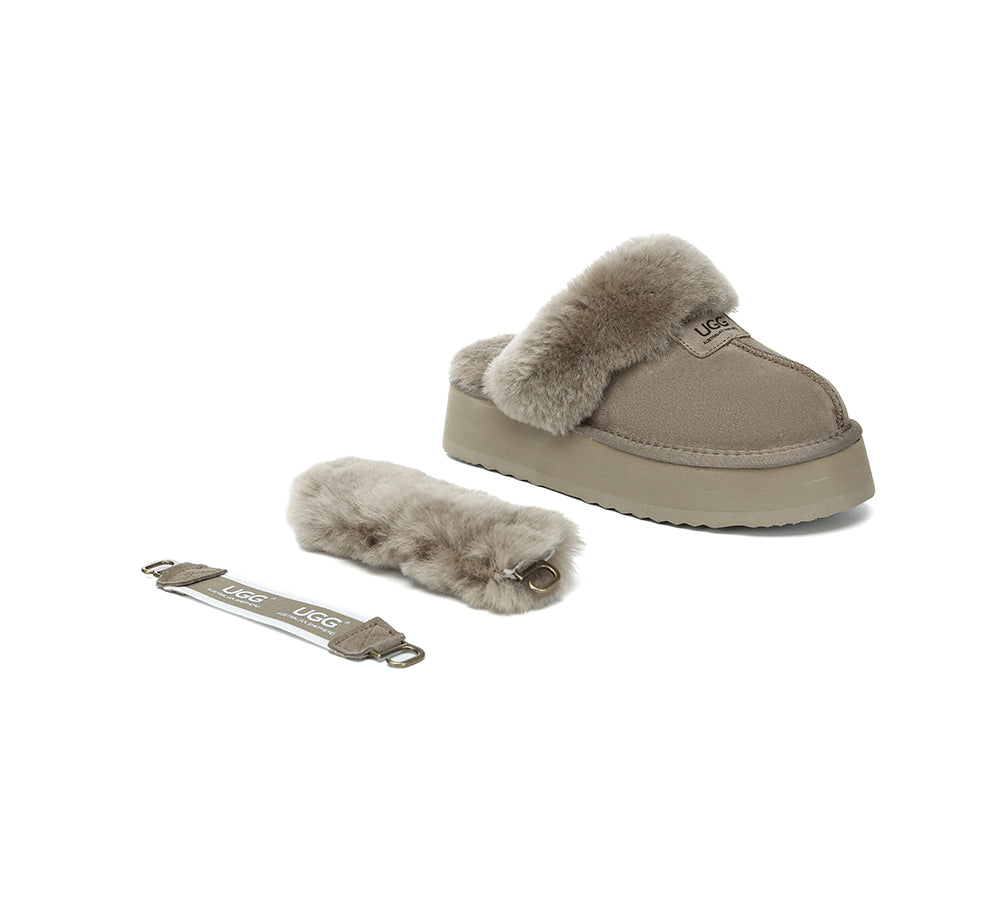 AUSTRALIAN SHEPHERD® UGG Slippers Women Removable Wool Strap Slingback Platform Suzie - UGG EXPRESS