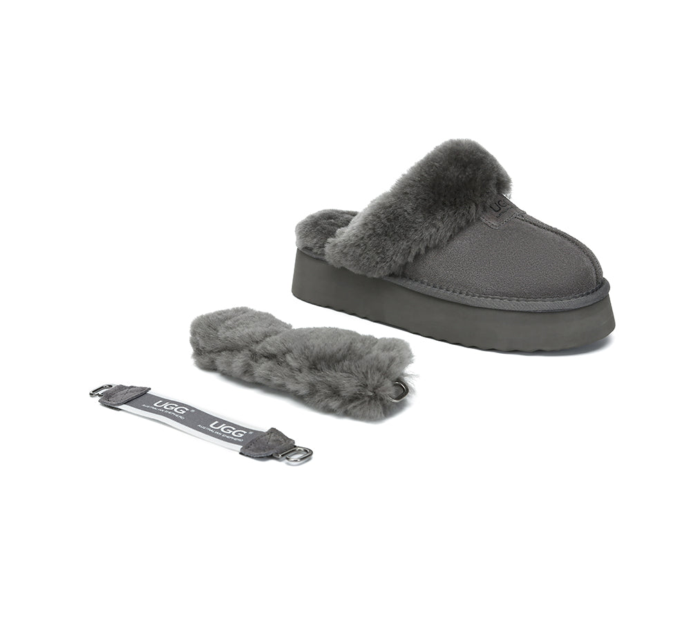 AUSTRALIAN SHEPHERD® UGG Slippers Women Removable Wool Strap Slingback Platform Suzie - UGG EXPRESS