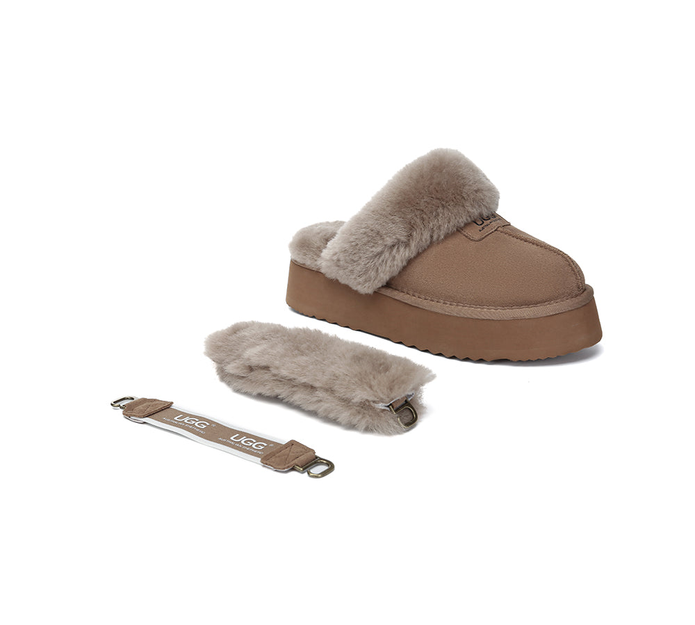 AUSTRALIAN SHEPHERD® UGG Slippers Women Removable Wool Strap Slingback Platform Suzie - UGG EXPRESS