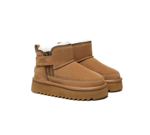 UGG Boots Sheepskin Wool Zipper Ankle Platform Arya