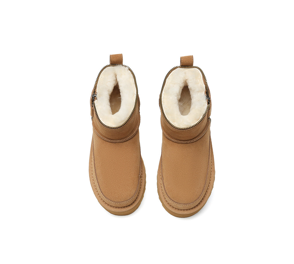 UGG Boots Sheepskin Wool Zipper Ankle Platform Arya