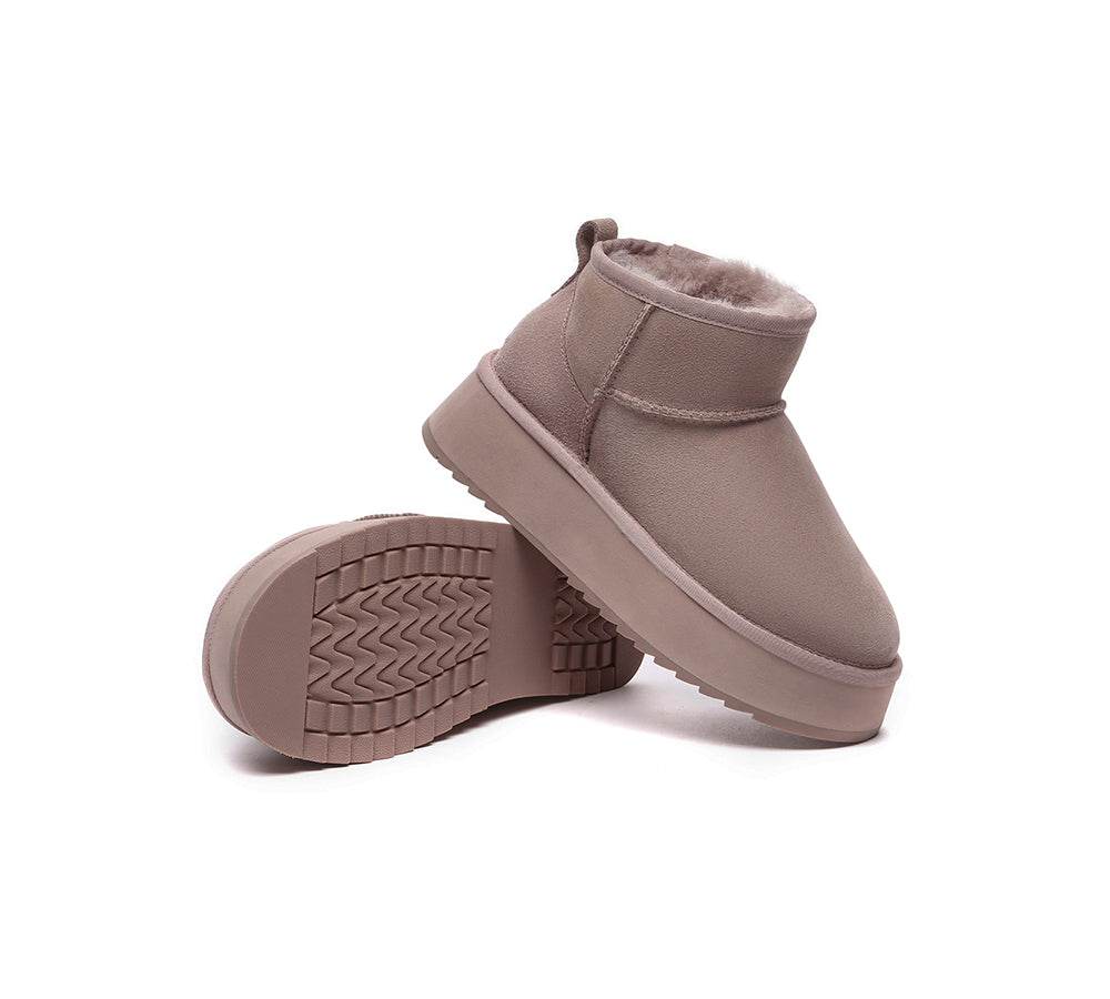 UGG Boots Sheepskin Wool Ankle Ultra Mini Platform Ankle Boots