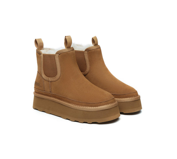 AUSTRALIAN SHEPHERD® UGG Boots Sheepskin Wool Elastic Band Platform Chelsie - UGG EXPRESS