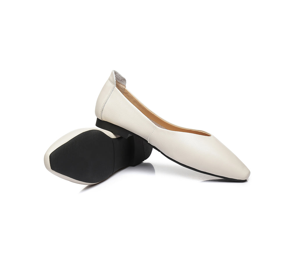 Women Leather Pointed Toe Ballet Flats Everly