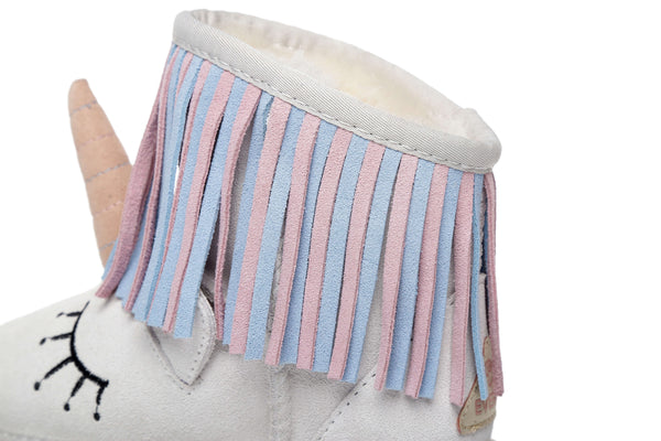 Kids Sheepskin Boots Australian Wool Unicorn Design