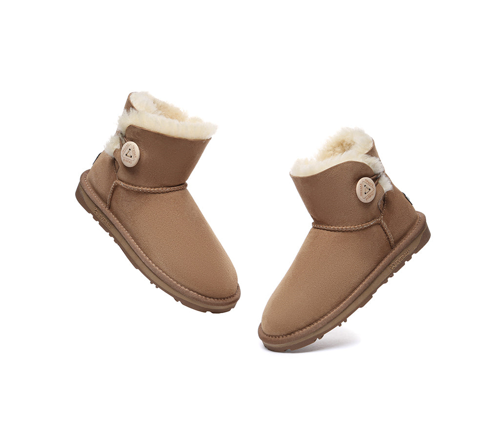 UGG EVERAU® UGG Boots Double Faced Sheepskin Wool Ankle Mini Button - UGG EXPRESS