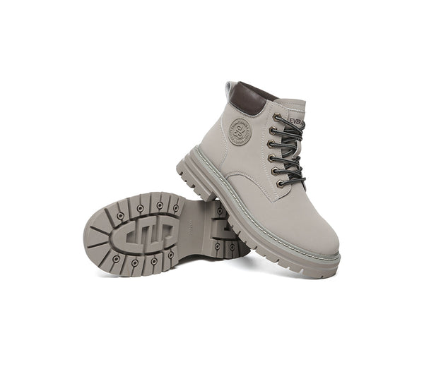 EVERAU® Women Leather Chunky Boots Stephanie