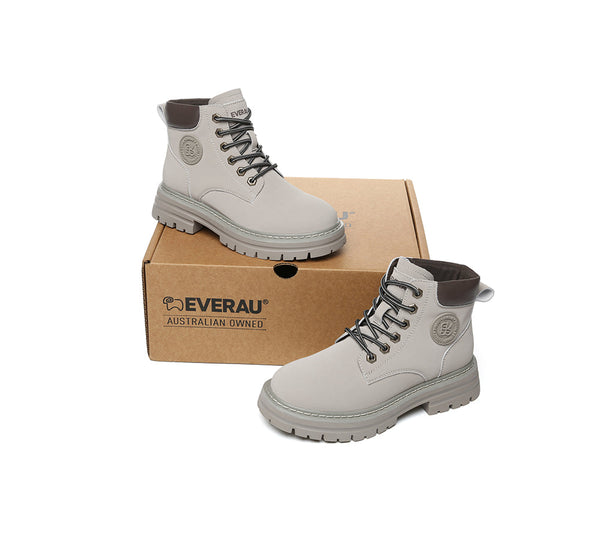 EVERAU® Women Leather Chunky Boots Stephanie