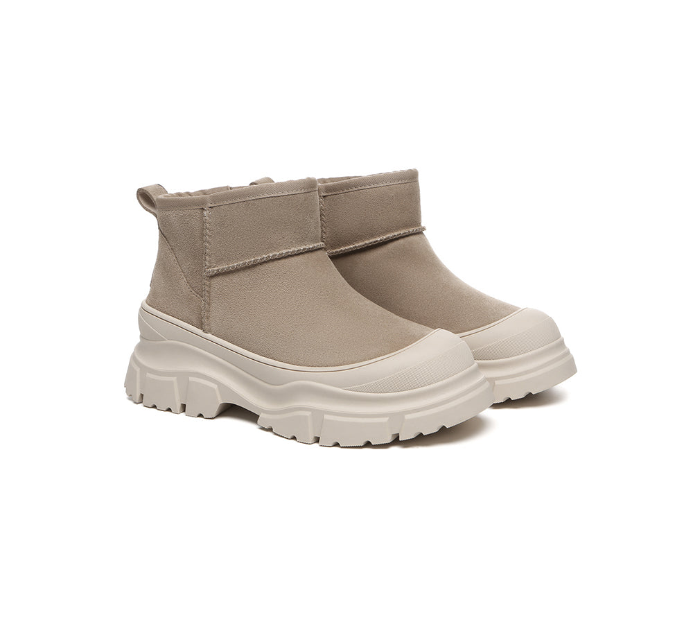 UGG Boots Sheepskin Wool Ankle Chunky Platform Mouni