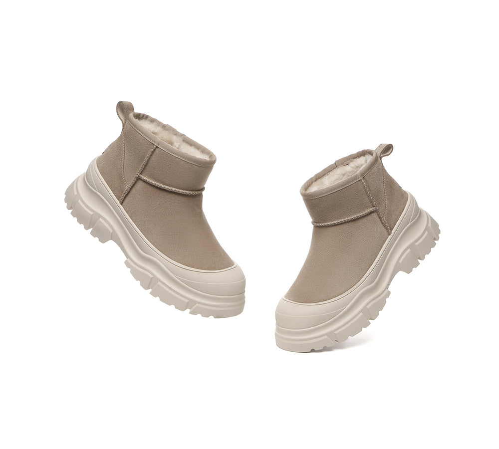 UGG Boots Sheepskin Wool Ankle Chunky Platform Mouni