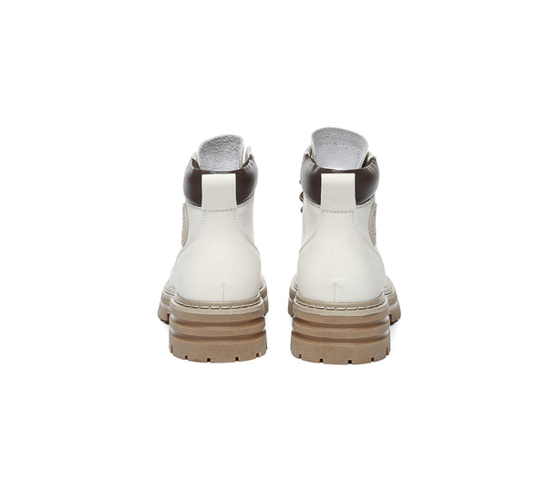 EVERAU® Women Leather Chunky Boots Stephanie