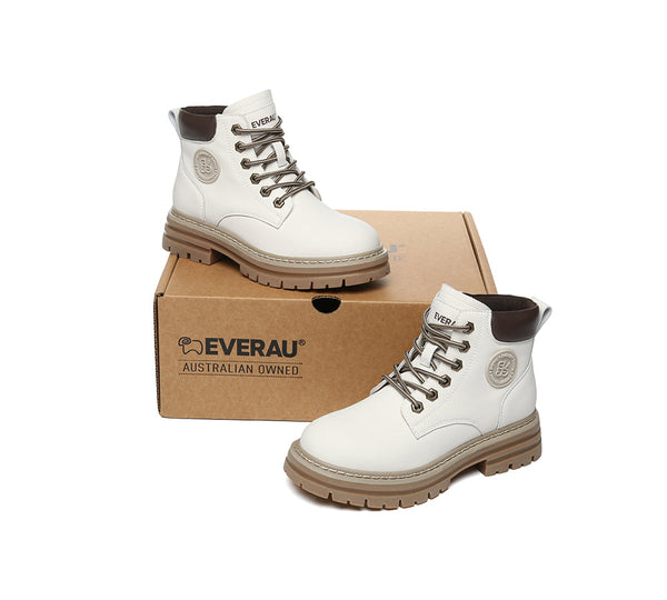 EVERAU® Women Leather Chunky Boots Stephanie